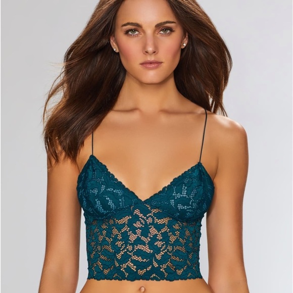 INTIMATELY by FREE PEOPLE NWOT Lace Brami Cropped Bralette in Dark Forest Green - Picture 1 of 8